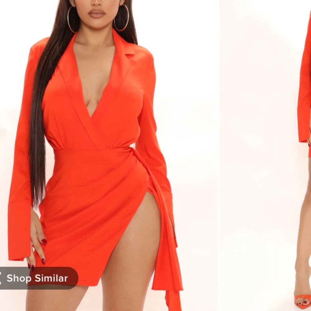 Fashion Nova Orange Satin Mini Dress